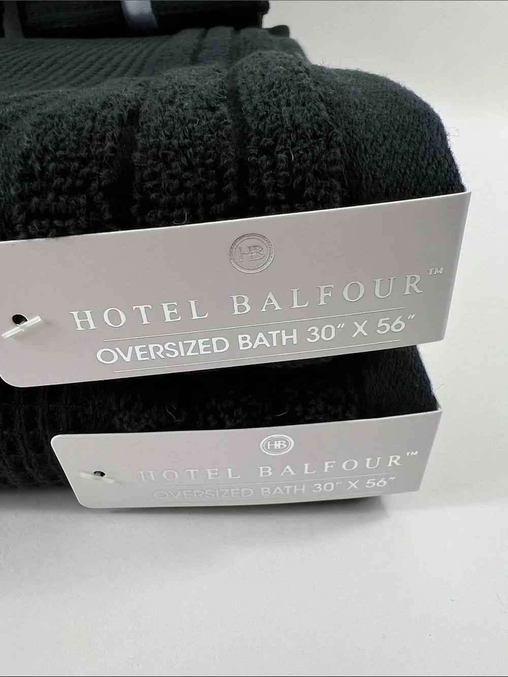 Hotel Balfour Bath Towel Set Black Waffle Texture Quick Dry Cotton Set of 9 NEW